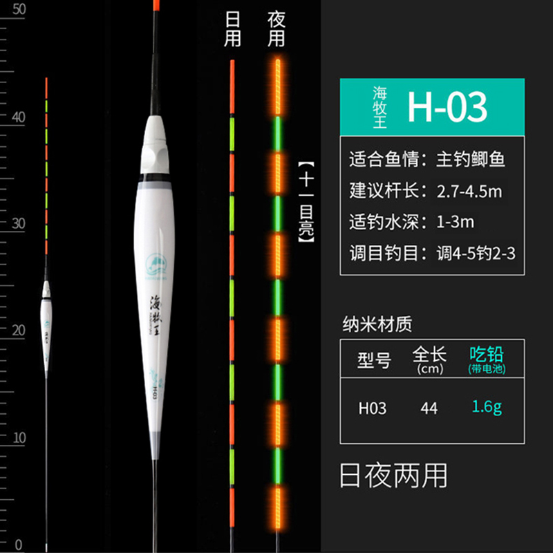 鲫鱼专用电子漂夜光日夜两用漂三目加粗尾夜钓鲫鲤鱼超醒目高灵敏 - 图1