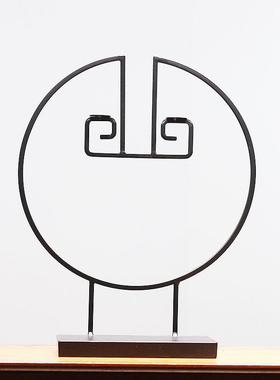 现代简约铁艺花架搭配桌面花瓶花盆置物架创意新中式桌面装饰摆件