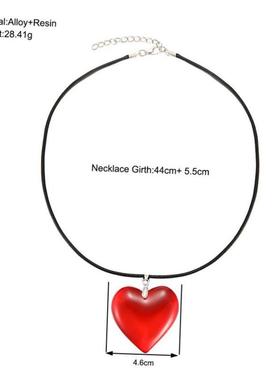 Red glass heart pendant necklaces women 红色玻璃心形吊坠项链
