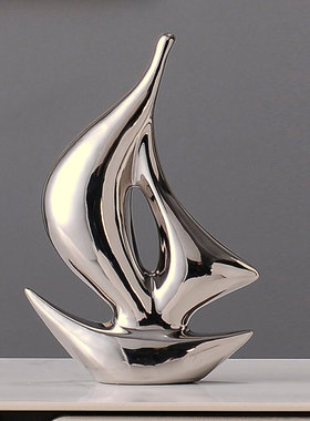 创意一帆风顺帆船摆件陶瓷工艺品