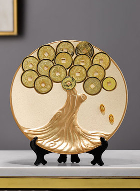 创意摇钱树摆盘一帆风顺工艺品