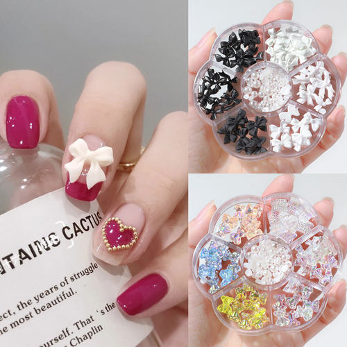 1 Box Mixed Nail Art Bow-Knot Bears 3D Nail Design Creative - 图2