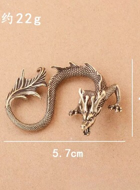 黄铜实心蛟龙出海茶宠摆件