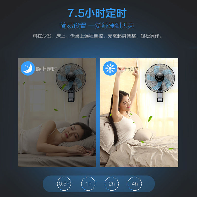 美的壁扇壁挂式电风扇家用遥控轻音挂墙壁大风力工业商用餐厅电扇 - 图2