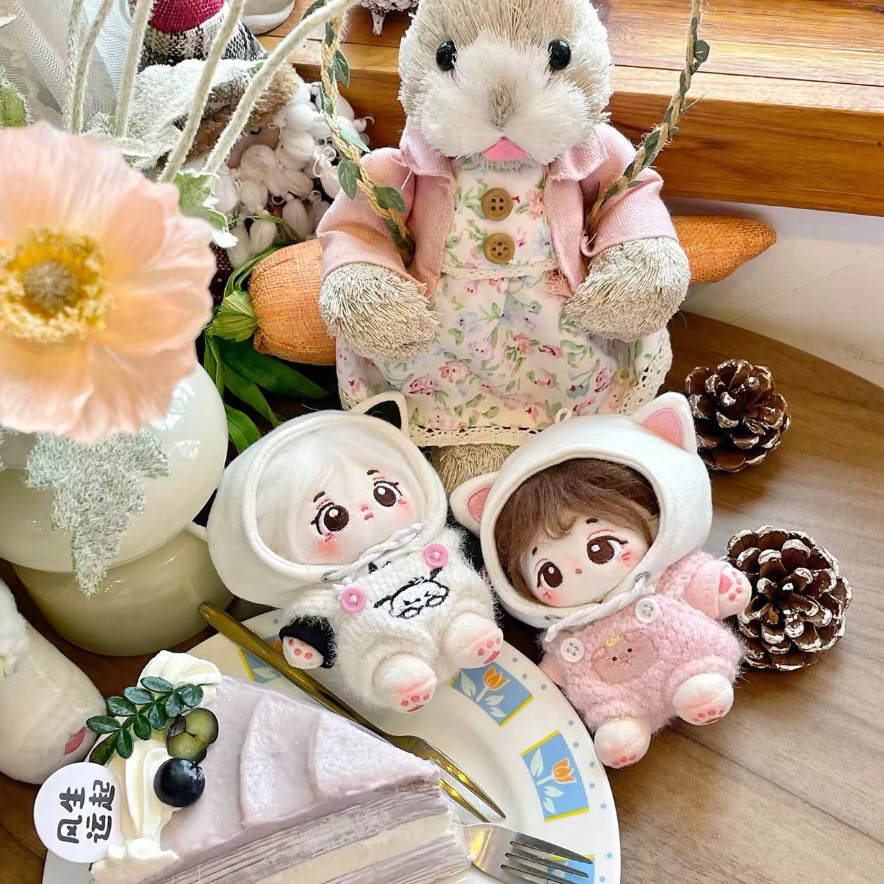 包邮10cm可爱棉花娃娃娃衣无属性卫衣毛绒绒背带裤 胖胖体可穿,淘宝优惠券,粉丝福利购,淘宝优惠卷