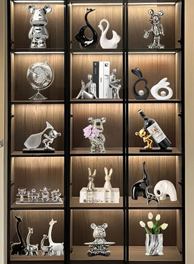 暴力熊红酒架摆件轻奢高档家居客厅餐边柜玻璃柜酒柜装饰品高级感