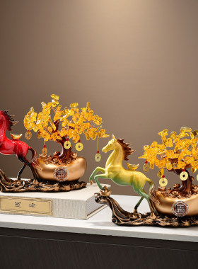 发财树马上有钱摆件招财高档客厅酒柜装饰办公室开业乔迁新居礼品