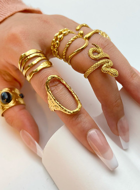 钛钢圈18K镀金不规则几何