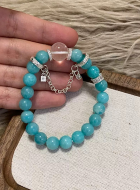 柏诗艾菲天然绿松石手串水晶蓝色新中式小众设计原创设计幸运手链