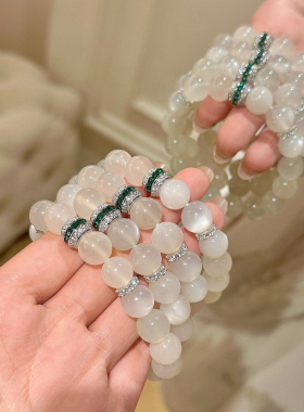 柏诗艾菲马达加斯秘境之美粉荔枝白月光女神水晶手串新中式手链