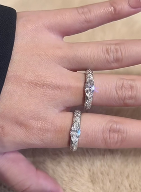 柏诗艾菲高碳钻5*10马眼鸽子蛋钻925银戒指女简约气质百搭小众