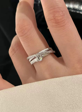 柏诗艾菲S925纯银小方糖锆石戒指小众设计简约轻奢精致百搭白月光