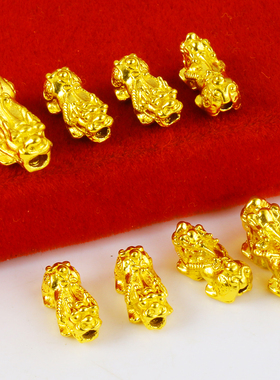 黄金貔貅戒指男女999足金24K纯金3D硬金真金子串手链编戒指小