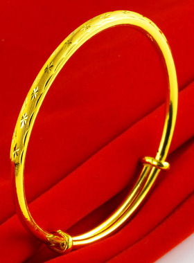 黄金手镯9999足金女款纯金镯子满天星真金首饰按克送妈妈礼物