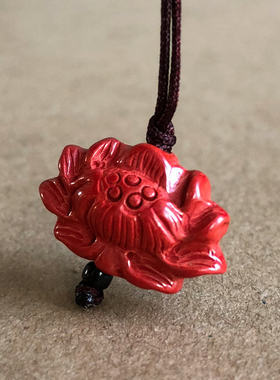 天然保真帝王红朱砂平安福豆莲花玉石项链挂坠男女荷花复古民族风