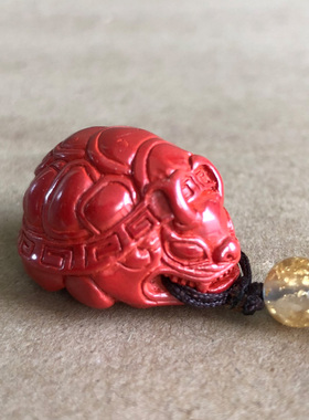 真品帝王朱砂小龙龟吊坠男女龙头龟神龟赐福神兽挂本命年随身挂坠