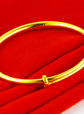 黄金手镯女款9999足金光面空心纯金镯子真金首饰送妈妈的礼物