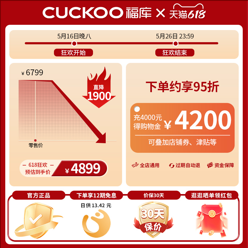 CUCKOO福库韩国原装进口双压IH高压电饭煲无涂层内胆家用电饭锅