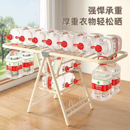 加厚折叠晾衣架落地室内外家用立式阳台挂衣帽架凉衣杆晒被子神器 - 图0