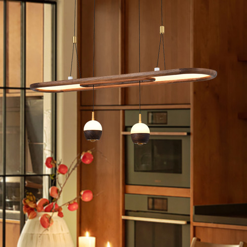 简约现代餐厅灯护眼黑胡桃木餐桌吊灯高级感云石吊线灯具新款2024 - 图2