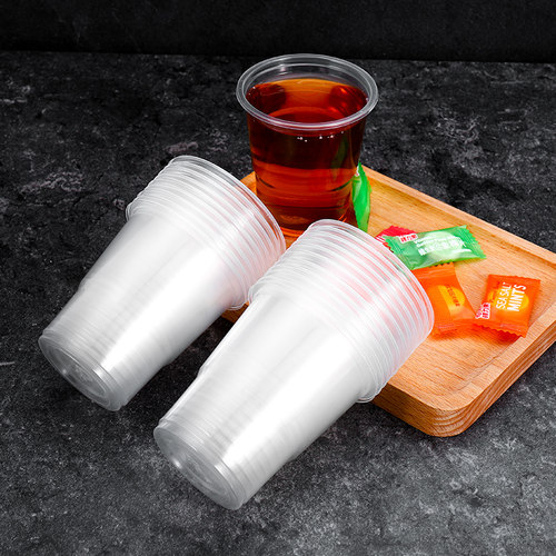 一次性杯子塑料杯家用耐高温大号塑料杯加厚商用茶杯整箱水杯 - 图0