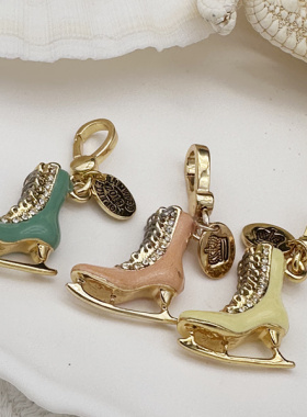 时尚可爱 蓝粉黄色 划冰鞋 吊坠--J8132-133-134