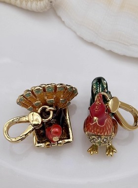 时尚可爱 金色可打开孔雀开屏 大公鸡 吊坠--J8014-J8097