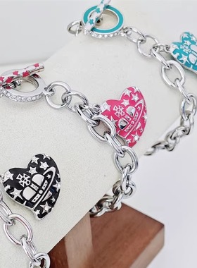 时尚个性 银粉蓝黑 满天星心心土星手链--C825-26-27