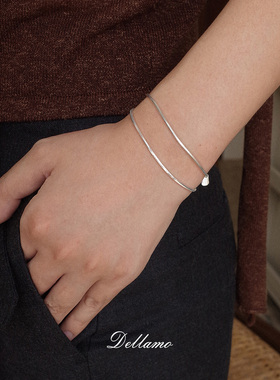 原创蛇骨手链纯银极简冷淡风