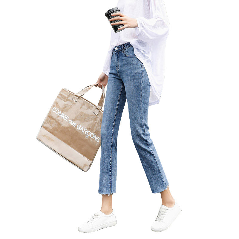 浅色直筒宽松七分显瘦百搭潮牛仔裤 橙妮牛仔裤