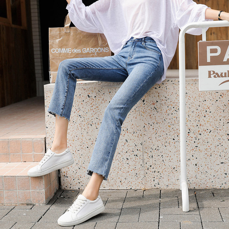 浅色直筒宽松七分显瘦百搭潮牛仔裤 橙妮牛仔裤