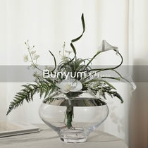 Nordic minimalist flower arrangements transparent glass stainless steel ring vases Vase Pendulum room Room-Like Inter-Floor Sale of soft decorations