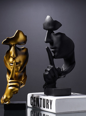 速发沉默是金抽象摆件玄饰酒柜桌面创意个性家居装关品艺术小摆设