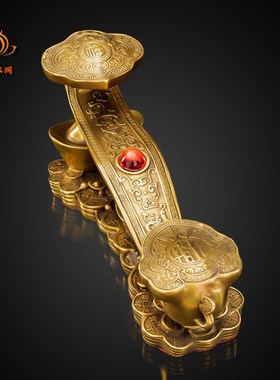 速发铜金钱如意摆件黄铜事事如意摆件客厅酒视电柜柜乔迁新居装饰