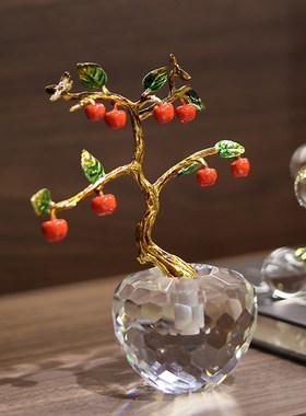 速发水晶柿子摆厅玄关酒柜电客柜装饰品视件轻奢乔迁新居礼品