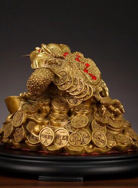 速发纯铜金厅摆件三足独角金蟾招财客蟾办公室家品装饰开业工艺居