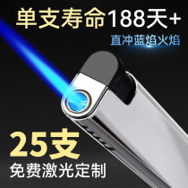 50 whole box upscale metal straight sprint windproof lighter customised to be printed word advertising logo disposable lighter