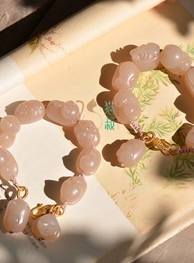 猫叔旗舰店雕刻萌猫手串和田玉