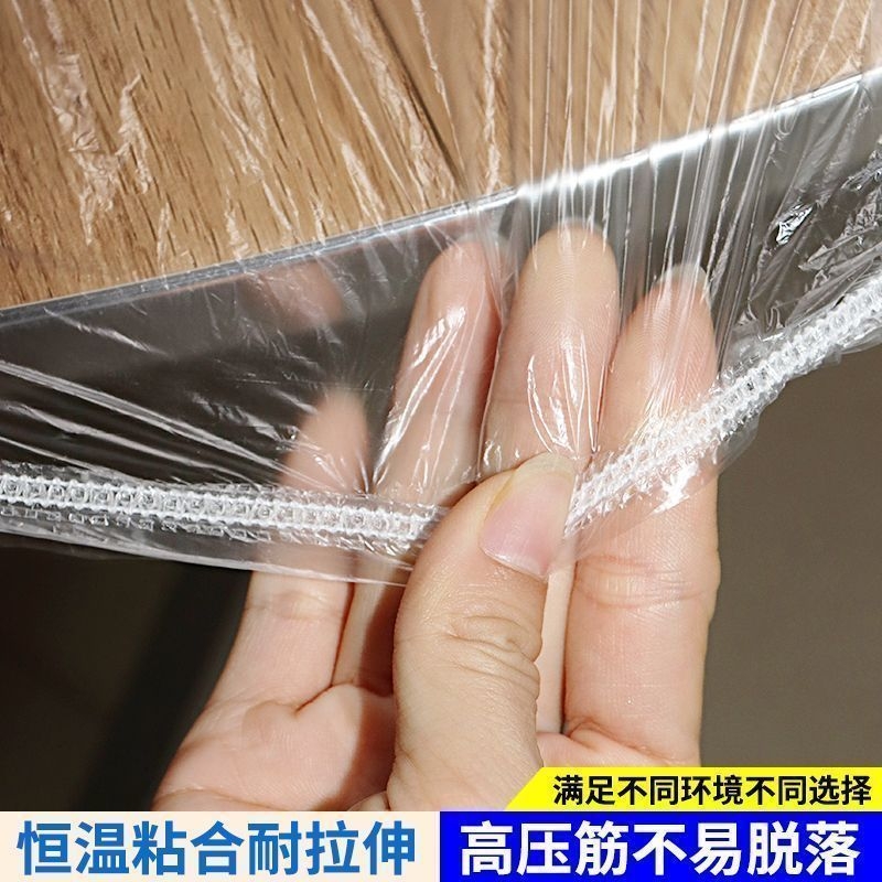 餐桌桌布一次性束口松紧带圆桌长方形桌子塑料布台布套红色结婚用 - 图1