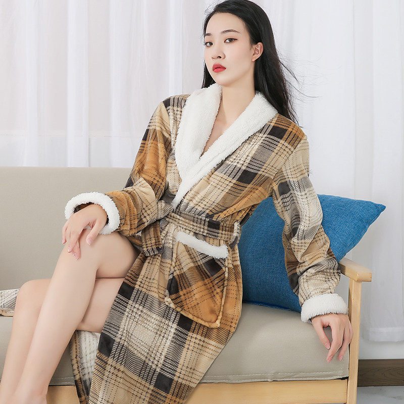 加厚珊瑚绒青年情侣男女晨袍冬睡袍 葡萄酷吧睡衣/家居服套装