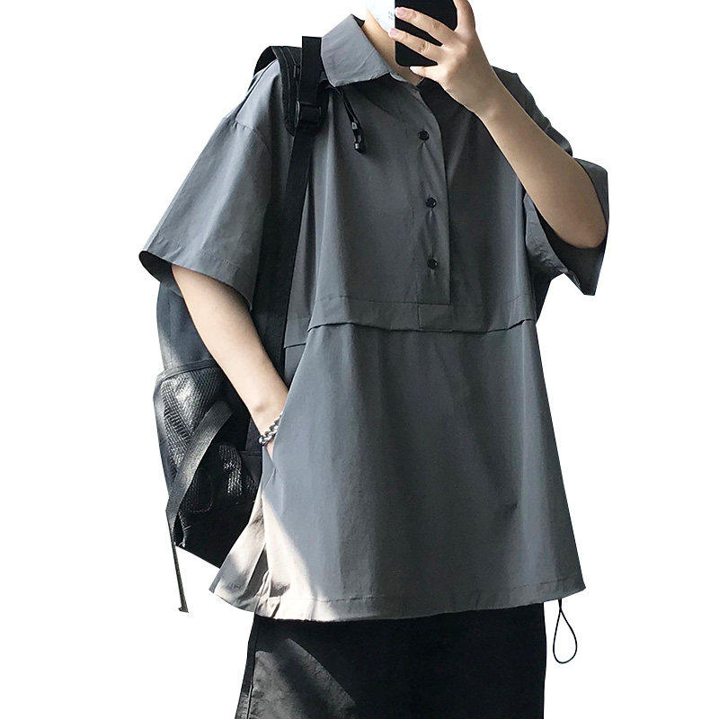 短袖男士夏季港风新款宽松纯色t恤 纯饰服饰T恤