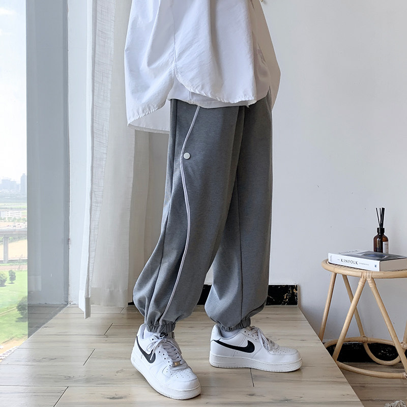 胖子日系ins束脚裤男大码休闲卫裤 纯饰服饰休闲裤