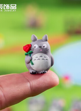 小龙猫卡通树脂苔藓微景观摆件