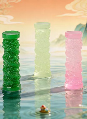 夜光圆柱龙纹树脂微景观造景摆件