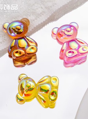卡通炫彩电镀小熊树脂配件摆件