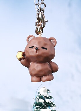 动物卡通实色木雕小熊微景观摆件