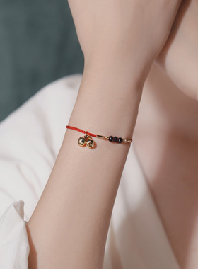 小众ins牛年红绳轻奢铃铛手链