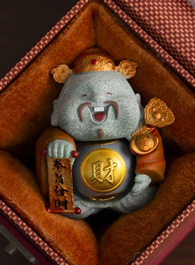 创意国潮财神摆件高级感小众办公室工位桌面工艺品装饰品生日礼物