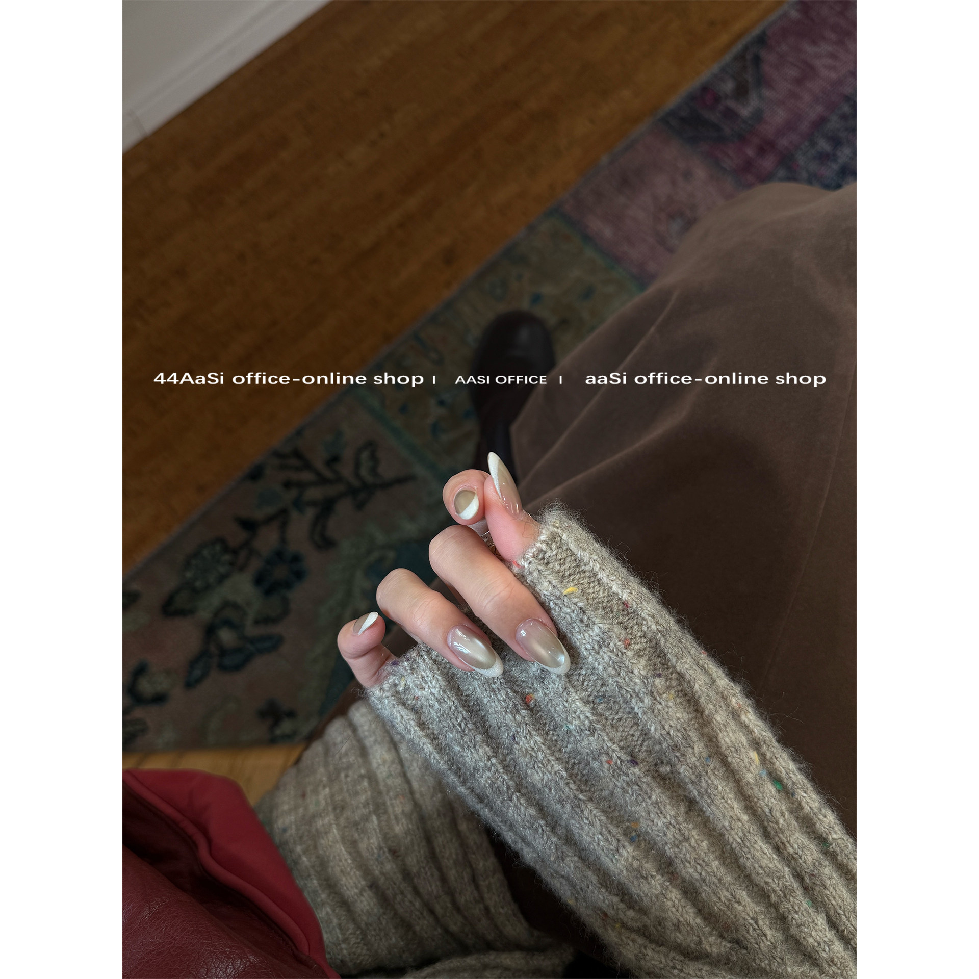 44AaSi 慕斯彩染 不规则翻领坑条开衫毛衣设计感外套秋冬上衣,淘宝优惠券,粉丝福利购,淘宝优惠卷