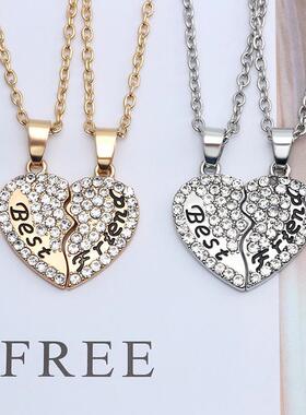 rendy Simple Heart Necklace Sisters Pendant 2/3 Pcs BFF Lett